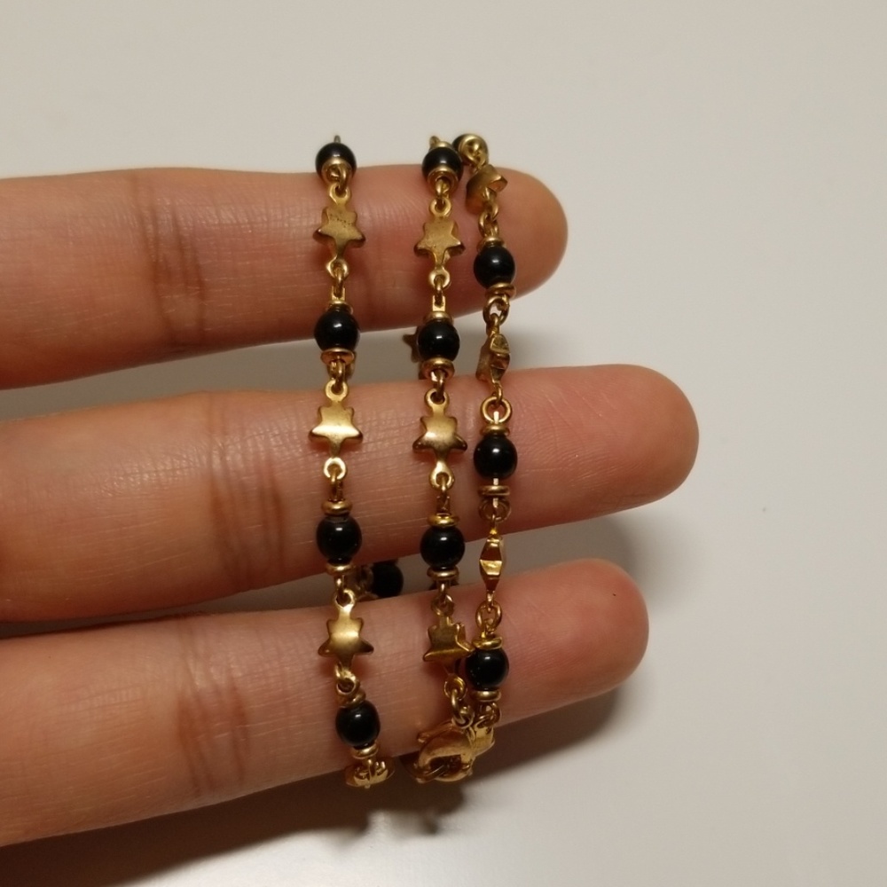 Necklace: Gold Stars & Black Beads